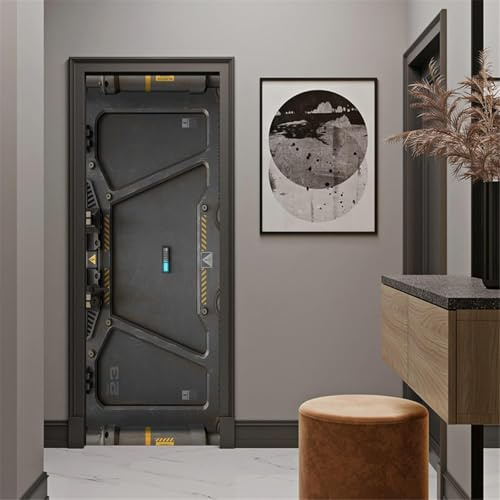 Türtapete Selbstklebend 86x200 Fenster Türfolie Türposter Science Fiction Technologie Türklebefolie Wandbild Türaufkleber Wandtapete 3D Effekt für Wohnzimmer Schlafzimmer Küche