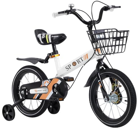 Supfine Kinderfahrrad Fahrrad mit Korb für 2-4 Jahre alte Kinder, 12 Zoll mit Glocke und Stabilisatoren