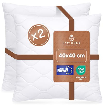 FAM Home Dekokissen 40x40 2er Set – Sofakissen auch als Schlafkissen | Extra weich und formstabil – OEKO-TEX zertifiziert, bei 95 °C waschbar und ideal für Sofa, Bett und erholsamen Schlaf.