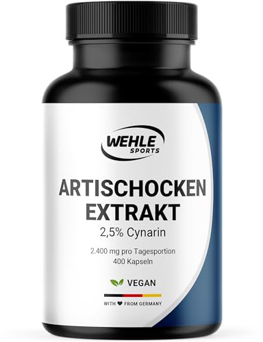 Artischockenextrakt hochdosiert – 400 Kapseln – 2.400 mg pro Tag | Davon 60 mg Cynarin – vegan, produziert in Deutschland, laborgeprüft