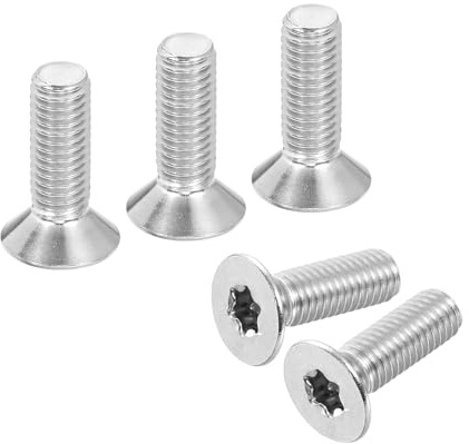 QUARKZMAN Torx Senkkopfschrauben M8-1.25x25mm Flachkopf Silber, 10 Stück | Diebstahlschutz Maschinenschrauben 304 Edelstahl Antrieb Senkkopf Vollgewinde