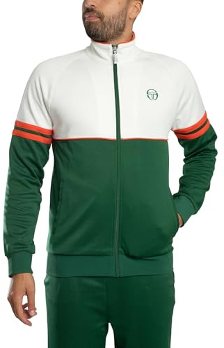 Sergio Tacchini Men's Orion Track Jacket, Gardenia/Eden/Tangerine Tango, L