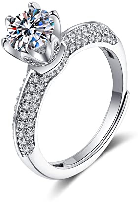 Ayoiow Vorsteckring Weissgold 750, 6 Krappen mit Labordiamant Vorsteckring Weißgold, 18K Weißgold Ring Damen White Gold für Freundin