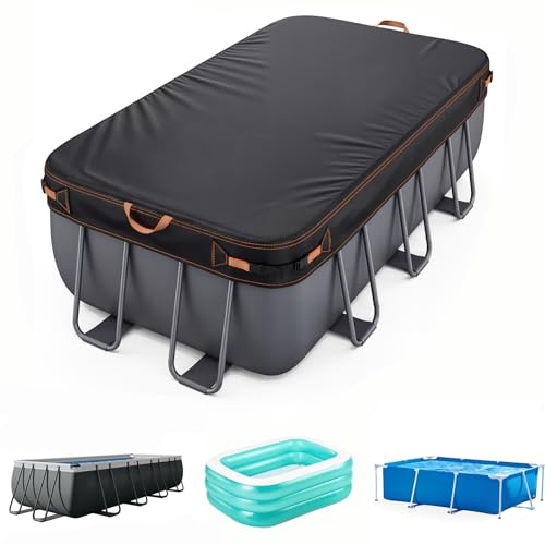 Poolabdeckung Rechteckig, Sommer-Poolplane aus hochwertigem Oxford-Gewebe für rechteckigen Aufstellpool, mit Steckschnallen & Kordelzug, 274x548 cm (9x18 FT)