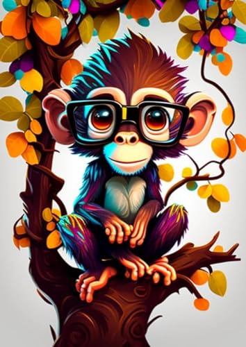 1000 Pieces Puzzles for Adults - Art Baby Monkey in The Tree Jigsaw Puzzle Challenging for Youth Fun Puzzle Family Educational Game Props Holiday Activities Gift