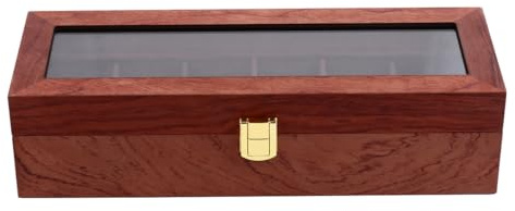 PACKOVE Boîte de Rangement pour Montres 6 Emplacements Marron Vintage en Bois Présentation Élégante et Sécurité Optimale avec Coussins Amovibles