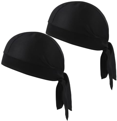 Bandana Homme Femme Noir 2 Pièces Bonnet sous Casque Moto Respirant | Casquette, Cyclisme, Sport, Séchage, Rapide, Durag, Extensible, Course, Randonnée, Foulard, Tête, Confortable, Taille, Unique