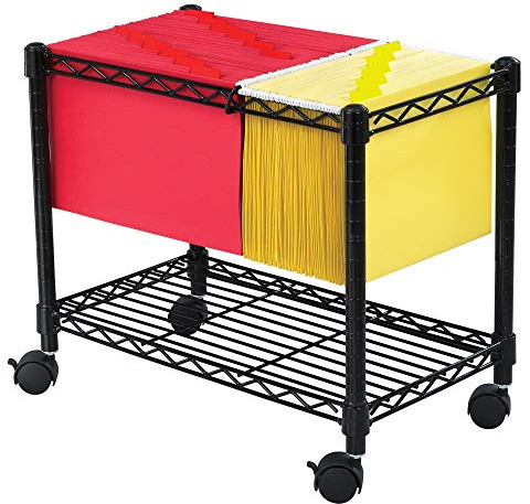 Safco Rolling Cart, Fits Letter and Legal-Size Hanging Folders, Mobile File Storage, Steel, Black