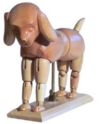 Unbekannt Hund - Modellpuppe / Gliederpuppe - Höhe ca. 13 cm aus Buchenholz Modellhund - Künstlerbedarf - Zeichenpuppe