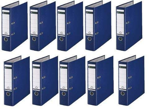 10 LEITZ Ordner 180° 1010-50-35 Blau Kunststoff 8cm Plastik PP Aktenordner 80mm DIN A4 Büro mit Schlitzen