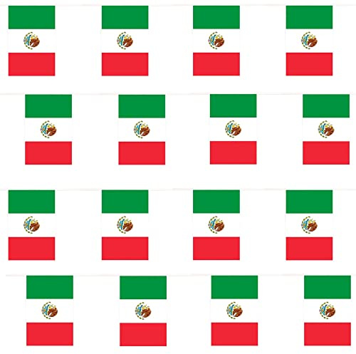 Bandera mexicana de 200ft 60m de bandera internacional del país grande 20x30cm, banderines para deportes de fútbol en todo el mundo con banderas de euros para colgar BANDERAS MÉXICO