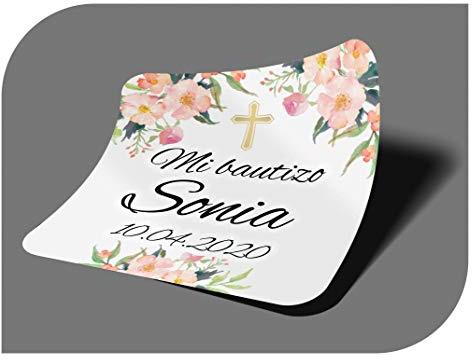 CrisPhy personalisierbare Aufkleber zur Kommunion oder Taufe mit Namen und Datum, Aufkleber für Einladungen zur Hochzeit, Verlobung, Geburtstag, Party, Vintage, Stempel