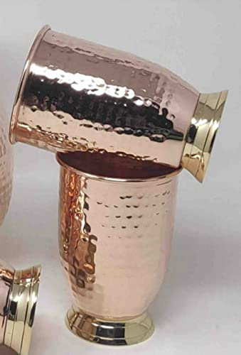 Premium Quality Hammered Copper Tumbler - 100% Pure Copper Tumbler for Water - Better Then Glasses, Safer Than Plastic (Design 4)