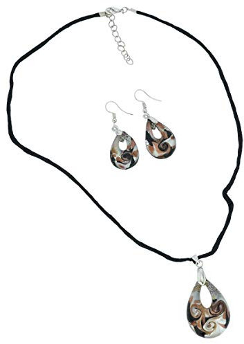 Gemma Murano Glas Halskette und Ohrringe Set - Schwarz