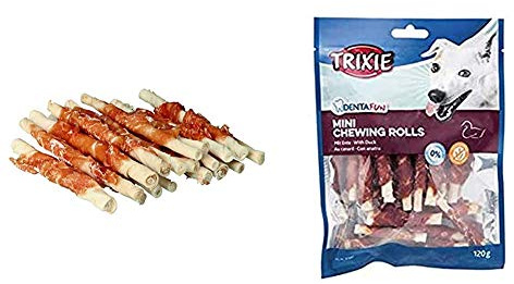 Trixie 31378 Denta Fun Chicken Chewing Rolls, 12 cm, 30 St./240 g & 31347 Denta Fun Mini Duck Chewing Rolls, 6 cm, 120 g