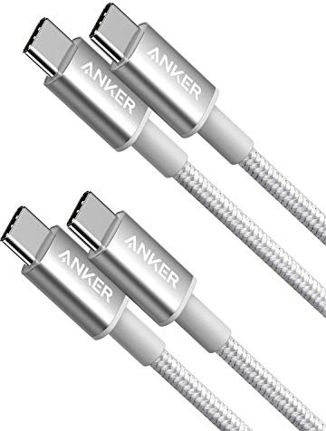 Anker Type C-kabel, 2-pack ny nylon USB C till USB C-kabel (1,0 m 60 W), USB 2.0 typ C laddningskabel för MacBook Pro 2020, iPad Pro 2020, iPad Air 4, Galaxy S20, Switch, Pixel, LG med mera (Silver)