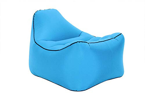 QIROG Lazy aufblasbares Sofa Outdoor Strand fauler Schlafsack tragbares Luft Sofa aufblasbares Bett-Himmelblau_85 * 68 * 58 cm