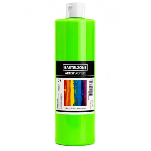 SÜDOR Acrylfarbe 500 ml – Geeignet für Acryl-Pouring. Hochpigmentierte Künstler-Malfarbe zum Bemalen auf Holz, Leinwand, Stein, Papier, Stoff & Metall. Vegan (Neon Grün)
