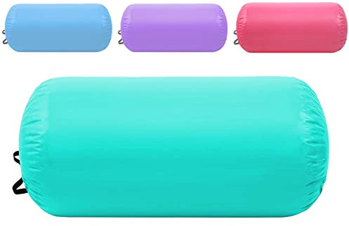 BYBAG Air Barrel Back Roller Inflatable Tumbling Mat with Electric Pump,Tumble Track Gymnastic Equipment Exercise Mats for Home Use,Gym Training,Cheer leading,Yoga(MINT, 60CM*100CM)