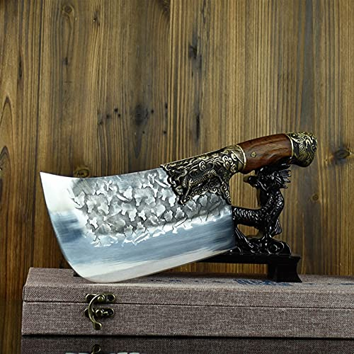 WYGC Hackbeil Messer Messer Metzger Messer Rostfreier Stahl Damaskusmesser Hacken Sie die Knochen Kochmesser mit Kupfergriff
