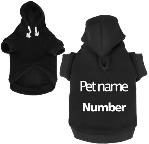 Personalisierte Hundekleidung,Hundemantel Für Kleine Hunde,Hundemantel Winter,Hunde Hoodie,Hunde Klamotten,Hunde Pulli (XL,Schwarz)