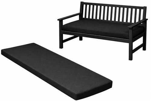 Brillars 2 Seater Bench Cushion 108x45x6cm Thick Bench Pad Mat Garden Patio Seat Cushion Soft Seat Pad for Garden Furniture Chair Cushion Indoors Outdoors, Only Cushion (Black)