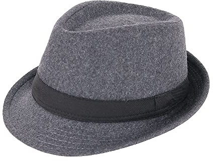 Unisex Zeitlos Klassisch 20er Jahre Trilby Fedora Hut Herren Damen Kurze Krempe Panama Jazz Cap Manhattan, A-grau, Einheitsgröße