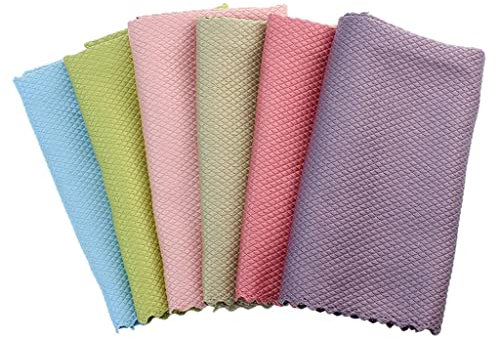 Cleaning Cloth Colored Fish Scale Cleaning Cloth, Microfiber Kitchen Household Cleaning Cloth, For Wiping Dishes/glasses, 30x40cm, Mixed (Color : 6pcs, Size : 30x40cm)