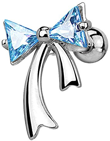 Taffstyle Tragus Piercing Schleife mit funkelnden Kristallen
