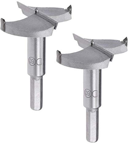 MACHSWON 2PCS Forstner Drill Bits Tungsten Carbide Wood Hole Saw Opener Drill Bit 60mm Woodworking Drilling Bit Cutter