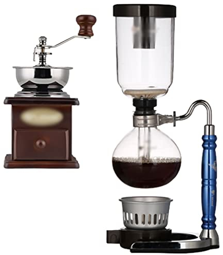JITEM Kaffeemaschine Siphon Kaffeemaschine Manuelle Retro Vakuum Glas Siphon Topf Perkolatoren 3 Tassen Glas Tischplatte Siphon Kaffeemaschine für Kaffee oder Tee
