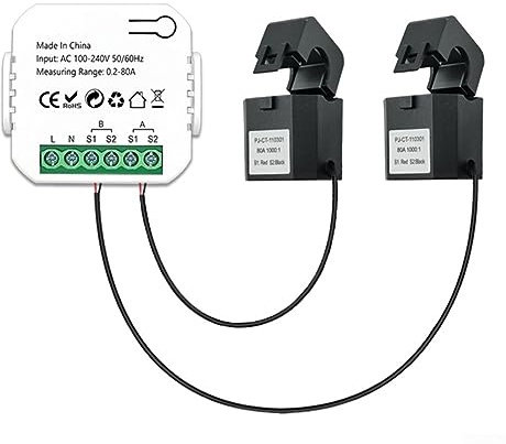 Smart Zigbee 1/2 Weg WiFi Energiezähler Bidirektion 2 Kanal mit Klemme 80A Stromklemme Stromwandler App-Monitor mit Klemme CT