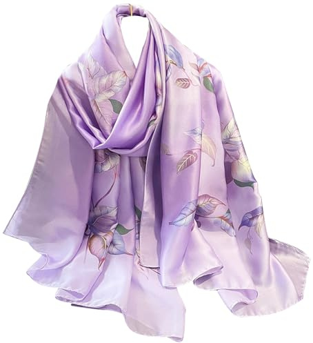 NUWEERIR Womens 100% Large Mulberry Silk Scarf Long Satin Scarf Fashion Lightweight Wraps