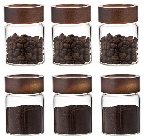 Patoper Glass Spice jars Glass Jars with Screw Lid 5 oz, Food Storage Canister for Pantry Sugar Tea Coffee Bean Seasoning Nuts Cookies (6 * 150ml(5oz))