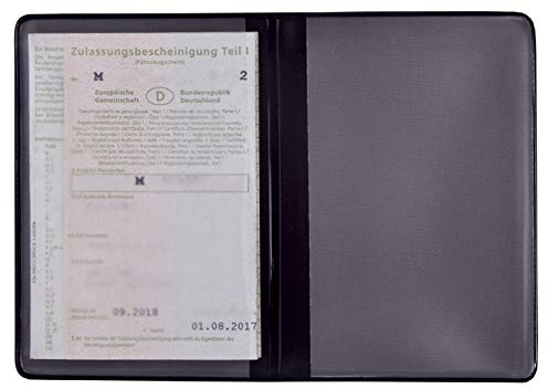orgaexpert KFZ Schein Schutzhülle Schwarz 2 Fächer 120x167mm Made in Germany Etui Mappe Ausweisetui Kartenhülle Fahrzeugschein Hülle