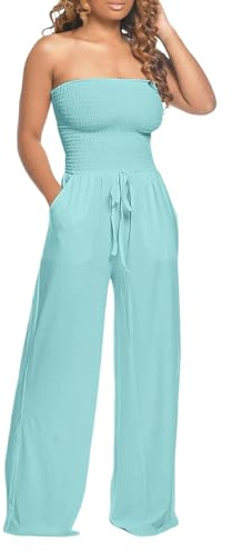 Jumpsuit Damen Elegant Sommer Ärmellos Overall Einteiler Hosenanzug Festlich Hochzeit Sexy Trägerlos Bandeau Overall Party Urlaub Hohe Taille Playsuit Romper Hosenanzüge Jumpsuits für Damen