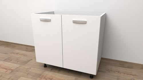 Alfredo Calandrelli Base para fregadero de apoyo con 2 puertas. Longitud 90 cm, profundidad 55 cm, altura 72 sin patas, altura de las patas 10 cm (blanco), lavello90ante