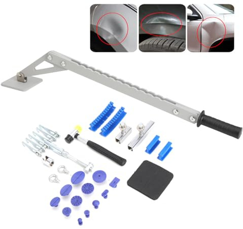 QWEXOB Auto Ausbeulwerkzeug Spotter Zubehör, Einbeiniger Dellenabzieher, Ausbeulspotter Dellenlifter Stahl Reparatur Ausbeul-Tool-Set zur professionellen Reparatur von Kfz Karosserien &6 Klauenhaken