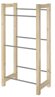 Erst-Holz Getränkekistenregal aus Edelstahl und Massivholz Boxenregal 90.81-01