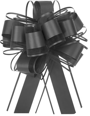 QUARKZMAN 5 Stück Geschenk Schleife mit Geschenkbänder Große Ziehschleife 15cm Matte Geschenkschleife Schleifenband Dekoration für Geschenkverpackung Hochzeit Auto Geburtstag, Schwarz