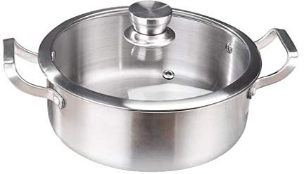 Large Stock Pot 28Cm Stockpot,304 Stainless Steel,Straight Thick Non-Stick Pan,Household Hot Pot,Induction Cooker Gas Stove,3 Size (Color : Silver, Size : 28Cm*9.5Cm)