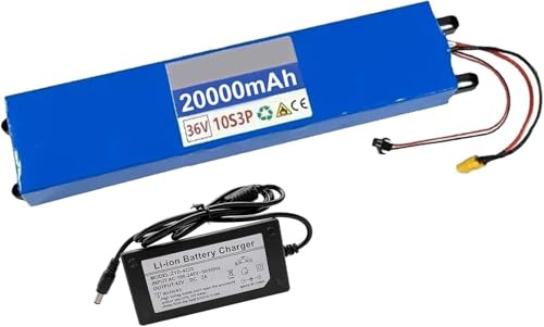36V 20Ah Bateria para Bicicleta Electrica,36V Ebike Batería PVC Impermeable Batería De Alta Potencia con Cargador para 200W 350W 400W 500W 750W 800W Motor