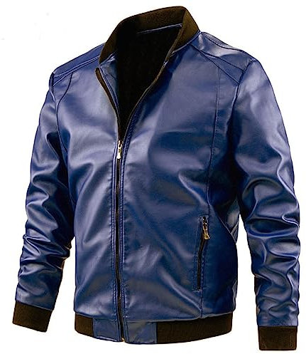 Blousons de moto vintage pour hommes, veste en cuir avec col à revers et col à revers, cardigan coupe ajustée, fermeture éclair intégrale, vestes en cuir synthétique, manteaux coupe-vent, vêtements
