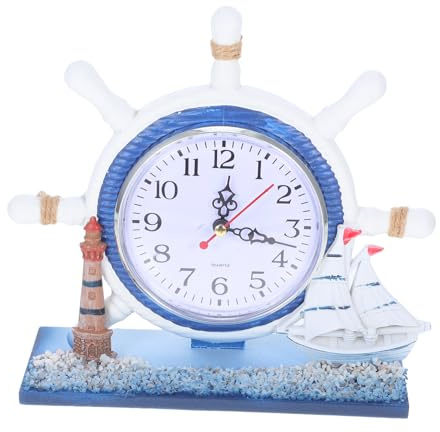 Cabilock Orologio Da Tavolo Silenzioso Con Faro E Timone Di Una Nave Sveglia Vintage Per Camere A Tema Nautico Arredamento Costiero