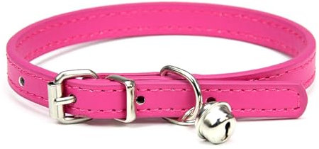 Jestrem Dog Collar for Small Cat Dogs, Pink Dog Collar, Adjustable Teacup Dog Collar for Puppy Small Dogs Cats, Pink, 3/8 inch Width