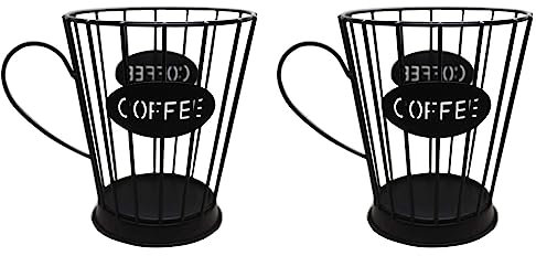 Umsoxhy 2X Kaffee Pads Halter Kaffee Kapseln Aufbewahrungs Korb Küchen Theke Aufbewahrungs Halter für Espresso Kapseln (Klein) - Schwarz