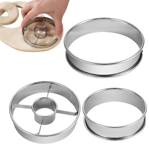 Putter à biscuits cannelé, anneaux de crumpet 3x coupe-pâte réutilisable | Facteur de beignets en acier inoxydable, outil de beignet multifonctionnel pour la cuisine