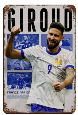 Olivier Giroud Poster rétro en métal - Décoration murale - 20 x 30 cm