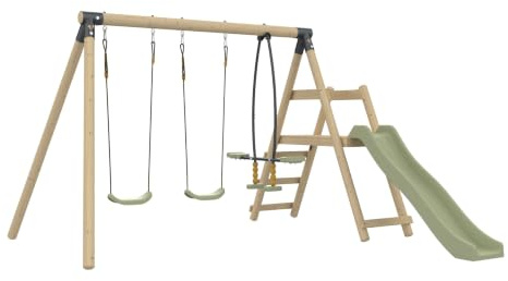 Station AJONC balançoires - vis-à-vis - Toboggan - kit d'ancrage - Bois FSC® h190 cm
