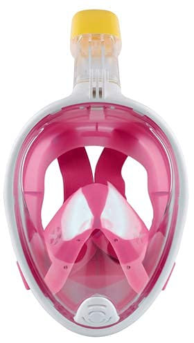 DFGHNBVC Schnorchelmaske, Unterwasser-Antibeschlag-Tauchmaske, Schnorchel, Schwimmtraining, Tauchmaske, Verband, Atmungsaktiver Schlauch, Vollgesichts-Schnorchelmaske, Pink/M, Pink/M